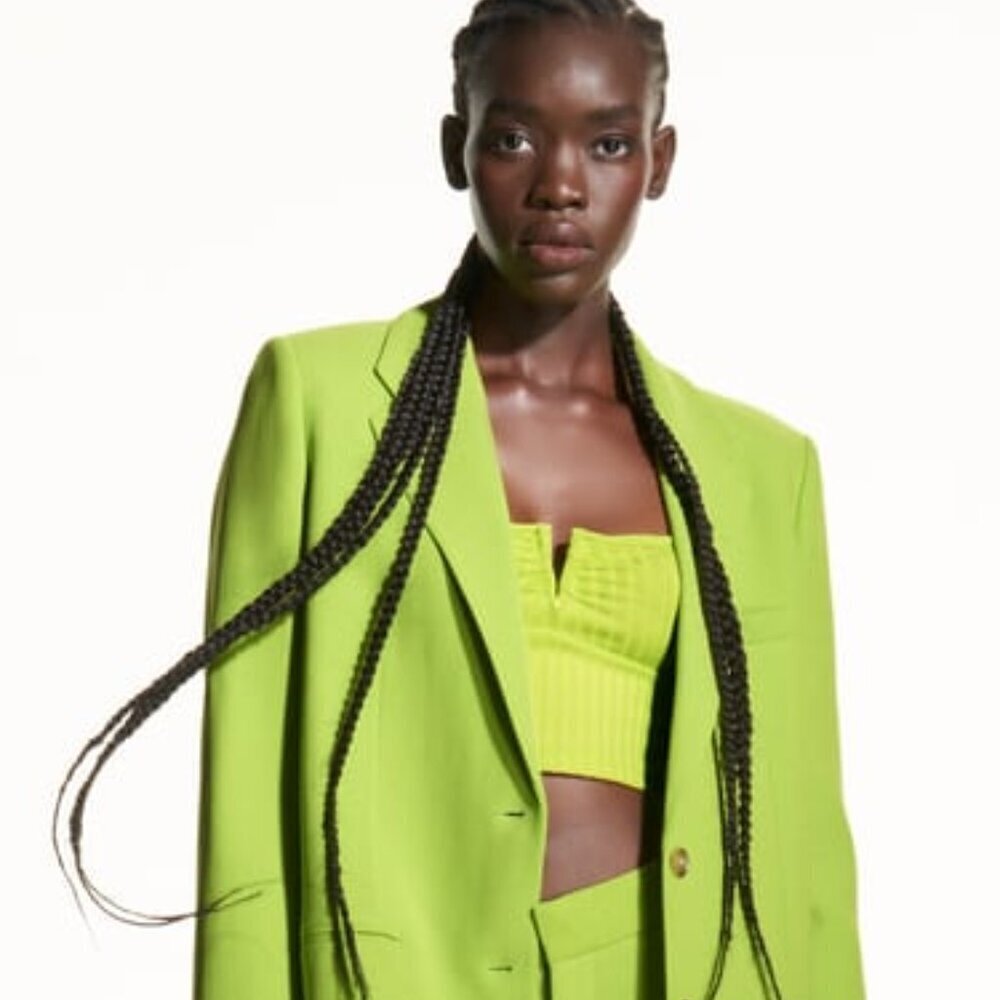 ZARA Crop Top GREEN LONG SLEEVE SWEATER SIZE M 5039 602 520